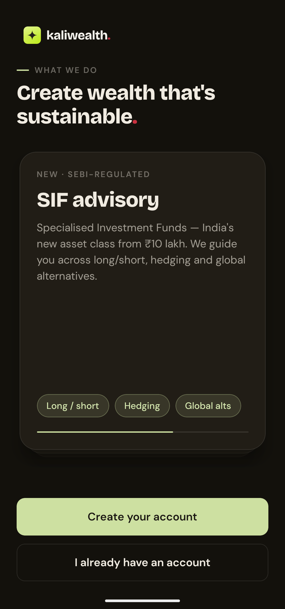 KaliWealth app demo — screen 3 of 17